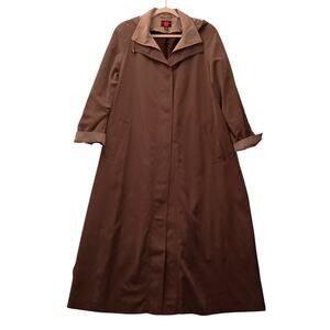 Galaxy Olive Green Trench Raincoat Removeable Hood and Liner, Maxie Length SZ 12